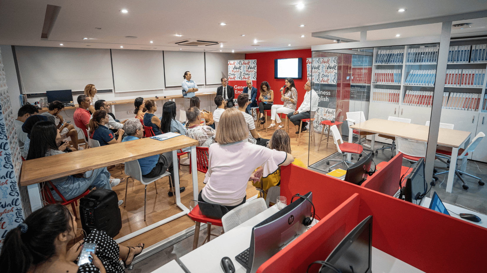 Students in a guest speaker event in the center